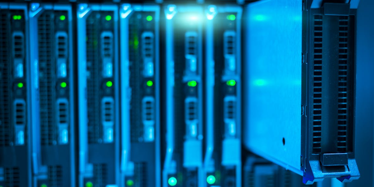 Server rack in a modern data centre